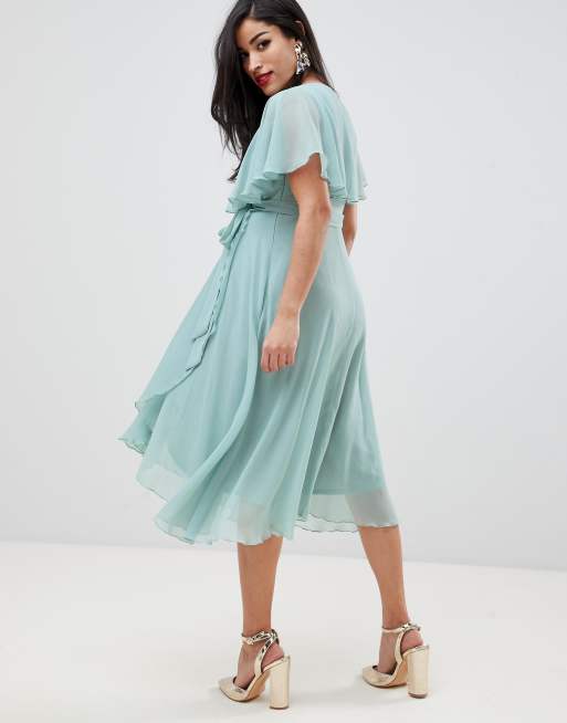 Asos design midi dress with cape hot sale back and dipped hem in embellishment