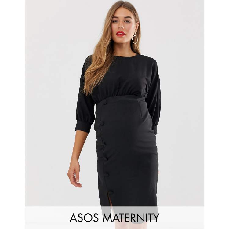 ASOS DESIGN Maternity midi pencil dress with button skirt ASOS