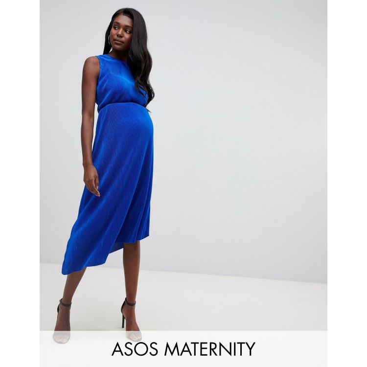 ASOS DESIGN Maternity off shoulder wrap plisse midi dress in soft