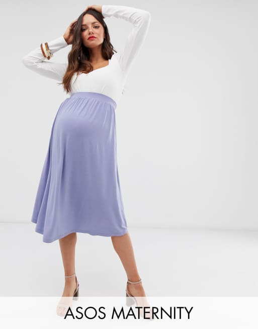 Asos Design Maternity Midi Skater Skirt Asos 