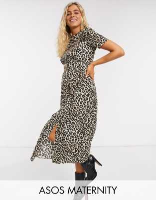 asos leopard maternity dress