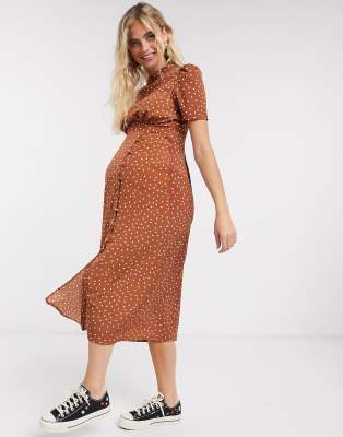 asos maternity polka dot dress