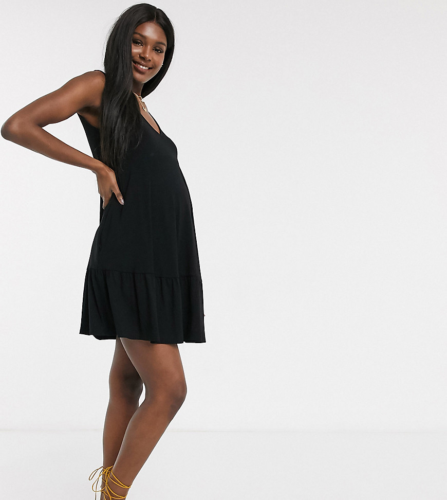ASOS DESIGN Maternity - Mini-jurk met blinde zak en gelaagde zoom in zwart