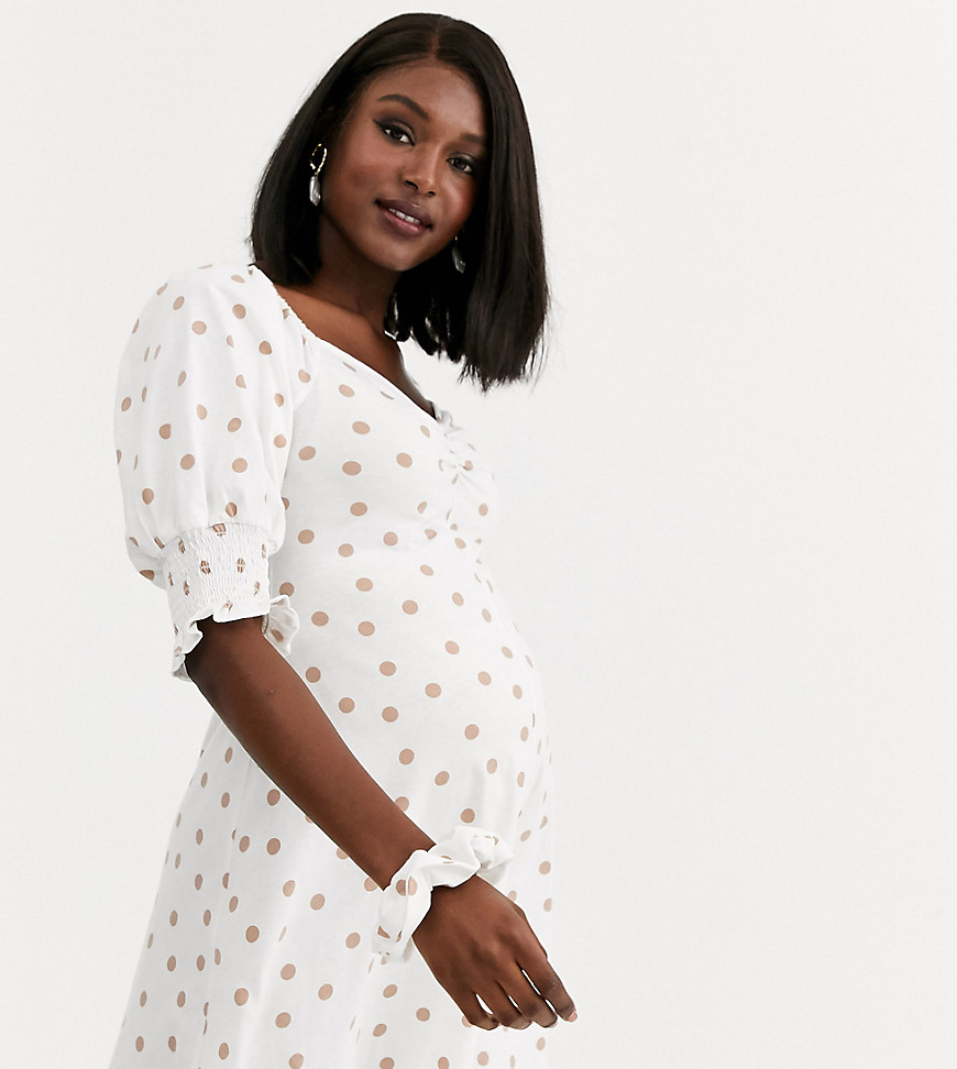 ASOS DESIGN Maternity - Mini-jurk met textuur en stippen en bijpassende scrunchie-Multi