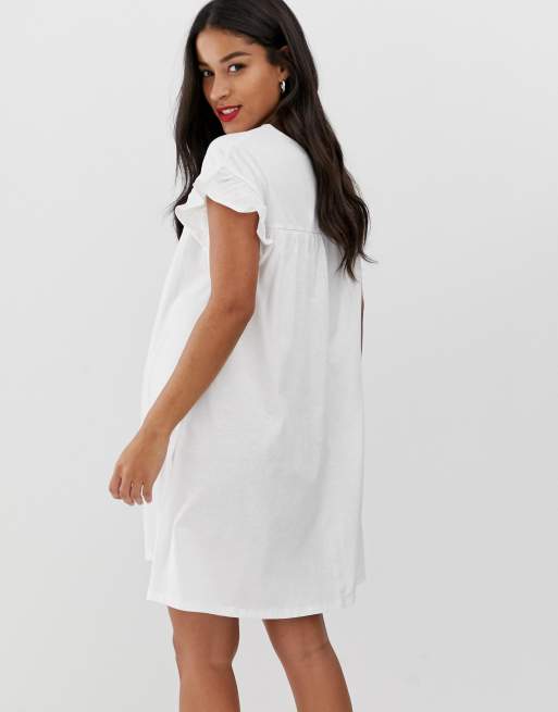Asos design mini reversible cotton slub smock dress sales