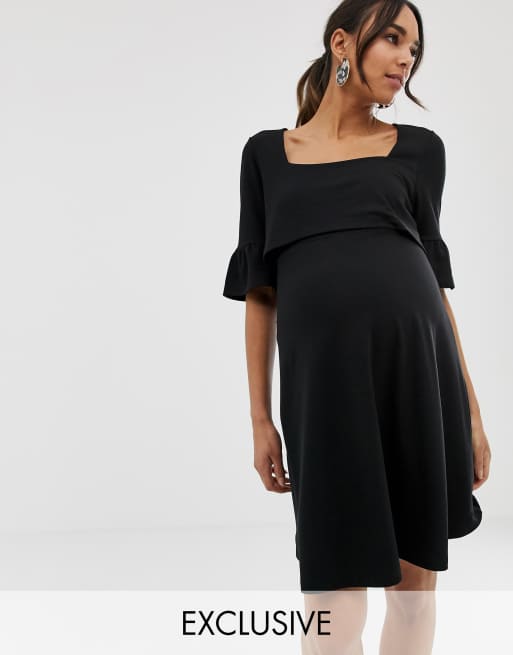 Asos Design Maternity Mini Skater Dress With Crop Top Layer Asos 