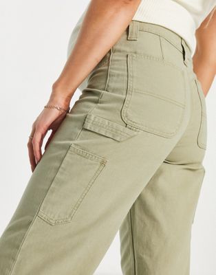 ASOS DESIGN Maternity minimal cargo pants in khaki with contrast stitching