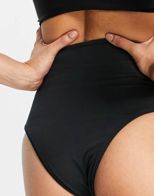 ASOS DESIGN Maternity mix and match gathered high waist bikini bottoms in black , 2 of 4