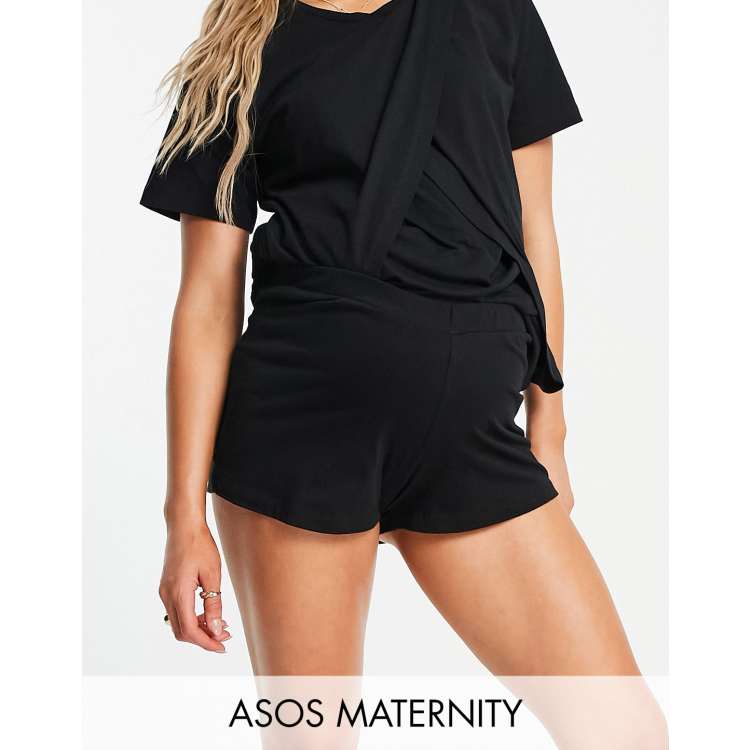 ASOS DESIGN Maternity mix and match jersey pajama shorts in black