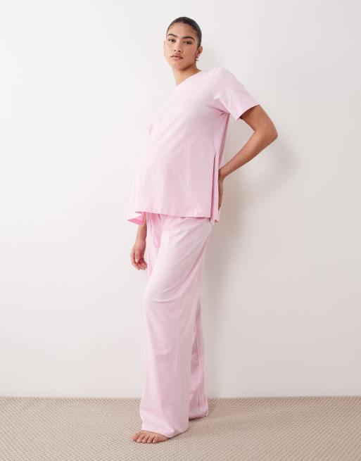 ASOS DESIGN Maternity - Mix and Match - Pigiama in cotone rosa caramella, 2 di 3