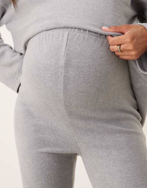 ASOS DESIGN Maternity - Mix en match - Lichtgewicht fleece lounge-legging in lichtgrijs, 4 van 4