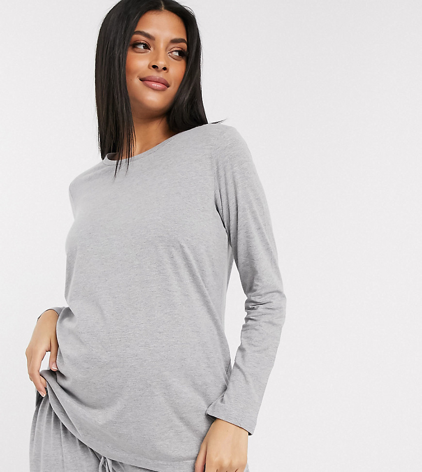 ASOS DESIGN Maternity - Mix en match pyjama T-shirt van jersey met lange mouwen-Grijs