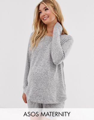 ASOS DESIGN Maternity - Mix en match - Superzachte geborstelde lounge-sweater-Grijs