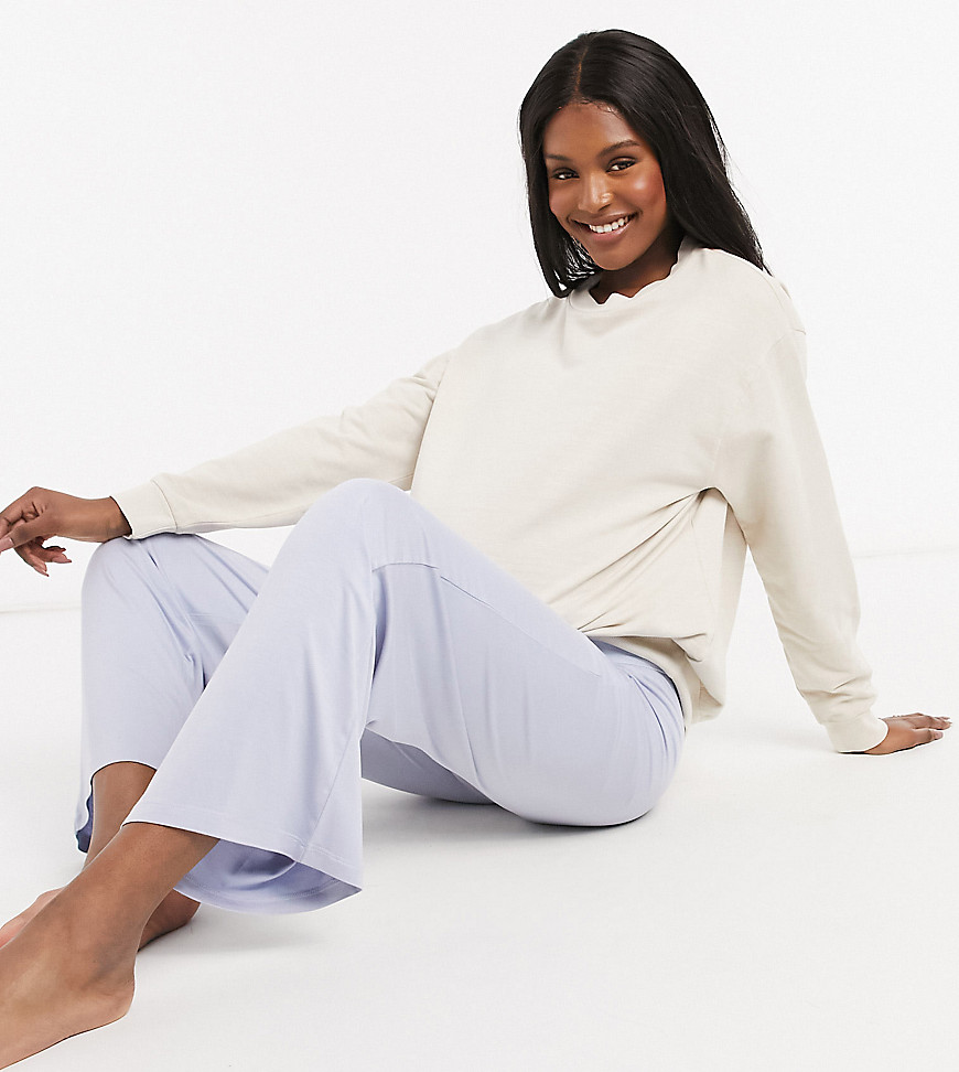 ASOS DESIGN Maternity - Mix & Match - Bløde, blå pyjamasbukser med elastik i taljen