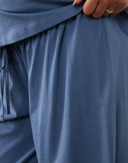 ASOS DESIGN Maternity mix & match cotton pajama pants in denim blue, 5 of 5