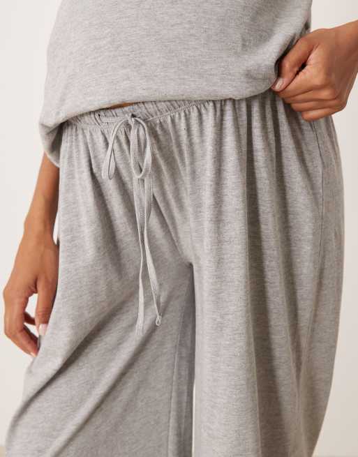 ASOS DESIGN Maternity mix & match cotton pajama pants in gray heather, 4 of 4