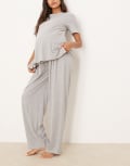 [ASOS Maternity] ASOS DESIGN Maternity mix & match cotton pyjama pants in grey marl-Black S Grey Marl