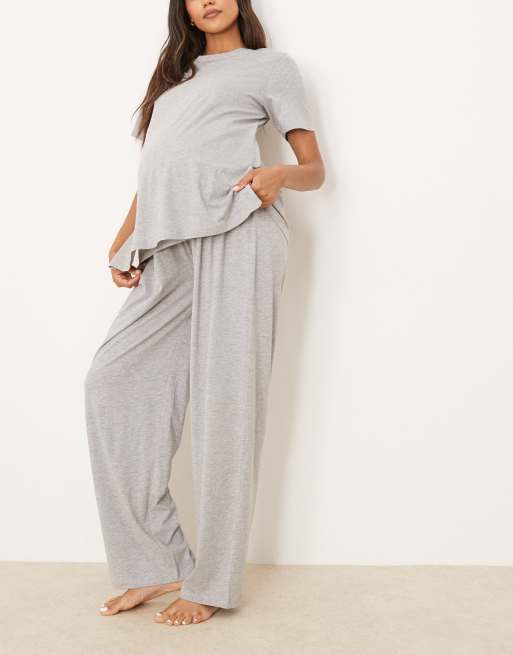 ASOS DESIGN Maternity mix & match cotton pyjama pants in grey