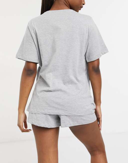 ASOS DESIGN Maternity mix & match jersey pajama nursing tee in gray heather, 2 of 4