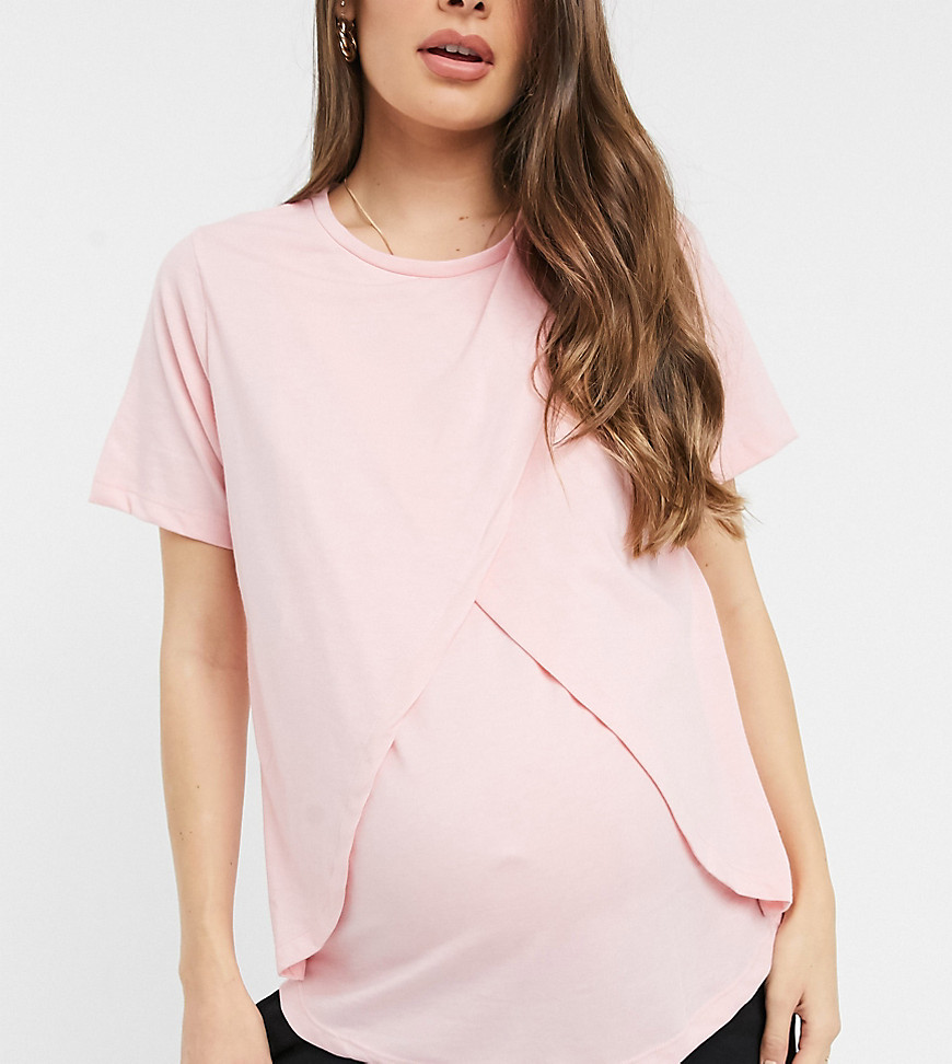 ASOS DESIGN Maternity mix & match jersey pajama nursing tee in pink