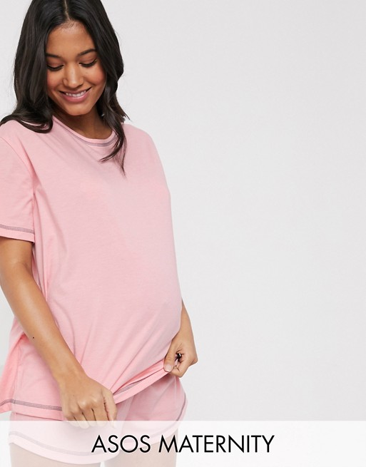 ASOS DESIGN Maternity mix & match jersey pyjama tee with overlock
