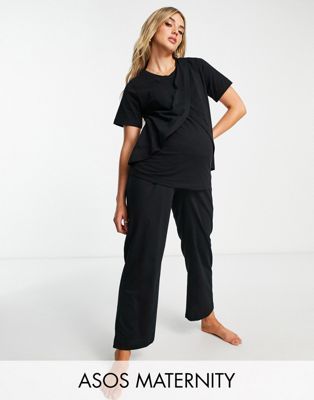 ASOS DESIGN Maternity mix & match jersey pyjama trouser in black - ASOS Price Checker