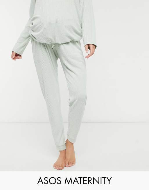 ASOS DESIGN Maternity mix match lounge super soft rib jogger in sage ASOS