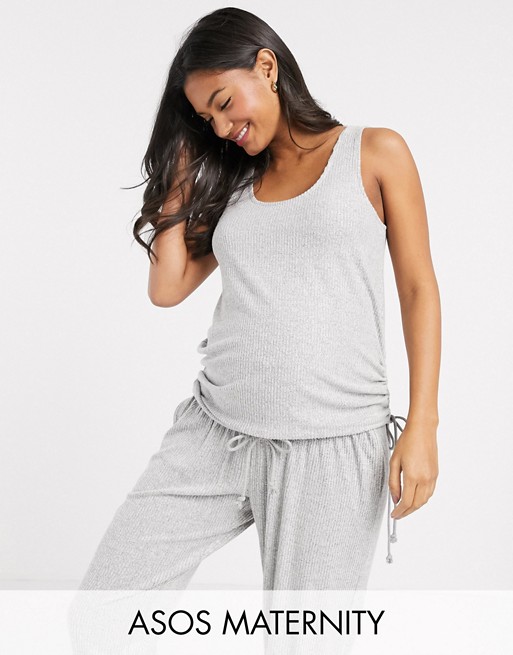 ASOS DESIGN Maternity mix & match lounge super soft vest with channelling