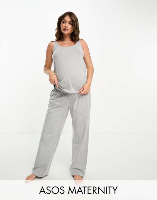 ASOS DESIGN Maternity Mix Match Pantalon de pyjama en coton Gris chine ASOS