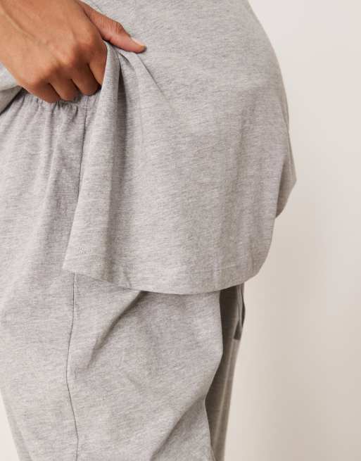 ASOS DESIGN Maternity - Mix & Match - Pantalon de pyjama en coton - Gris chiné, 2 de 4