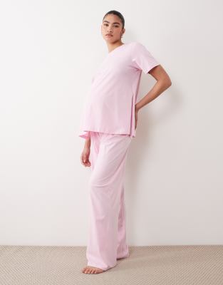 ASOS DESIGN Maternity - Mix & Match - Pantalon de pyjama en coton - Rose bonbon L