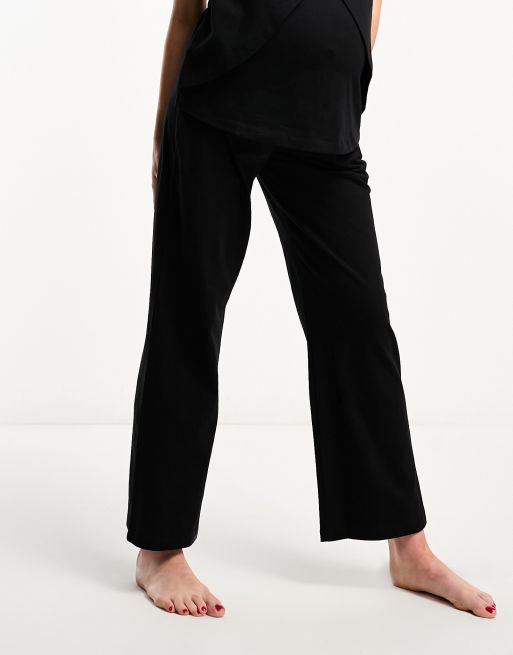 ASOS DESIGN Maternity – Mix & Match – Pyjama-Hose aus Baumwolle in Schwarz, 2 von 4