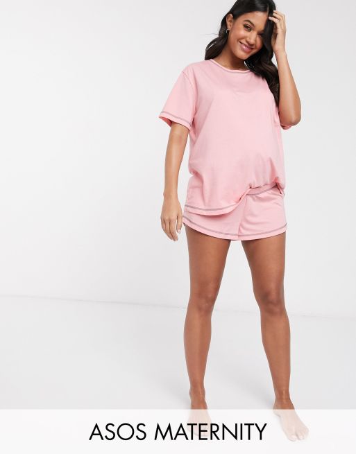 ASOS DESIGN Maternity - Mix & Match - Pyjama en jersey à coutures surjetées avec t-shirt et short, 3 de 3