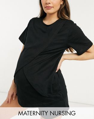 ASOS DESIGN Maternity - Mix & Match - T-shirt de pyjama d'allaitement en jersey - Noir | ASOS