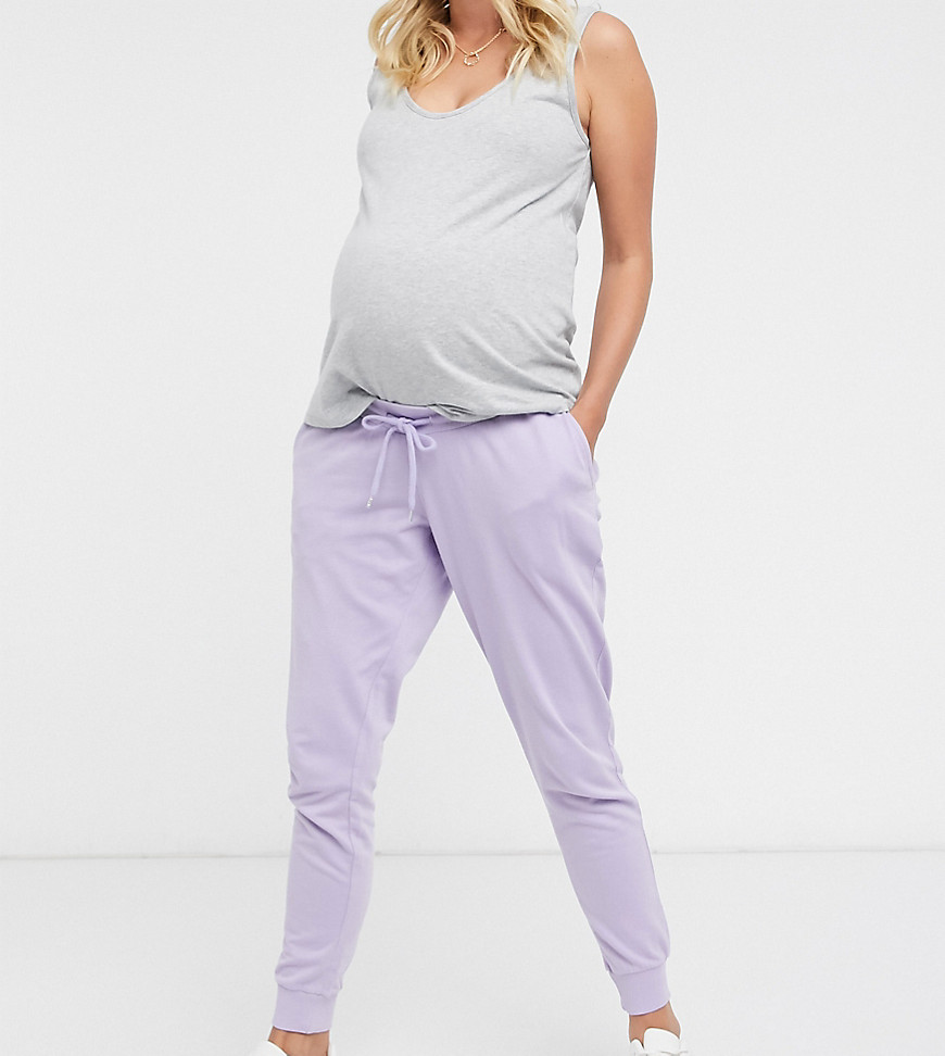 ASOS DESIGN Maternity mix & match two-piece washed basic jogger with tie in lilac-Purple