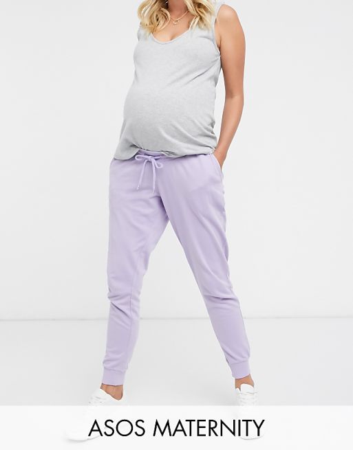 ASOS DESIGN Maternity mix & match two-piece washed basic jogger with tie in lilac | ASOS