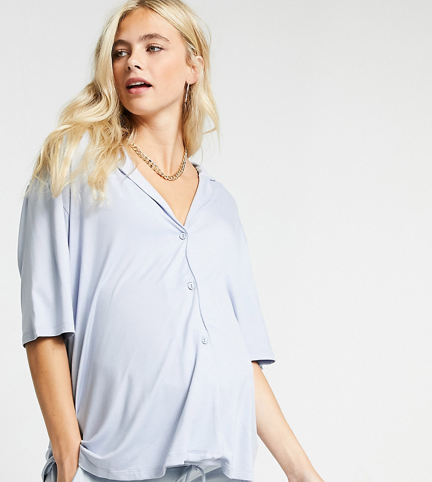ASOS DESIGN Maternity - Mix og match - Blød pyjamastop i blå