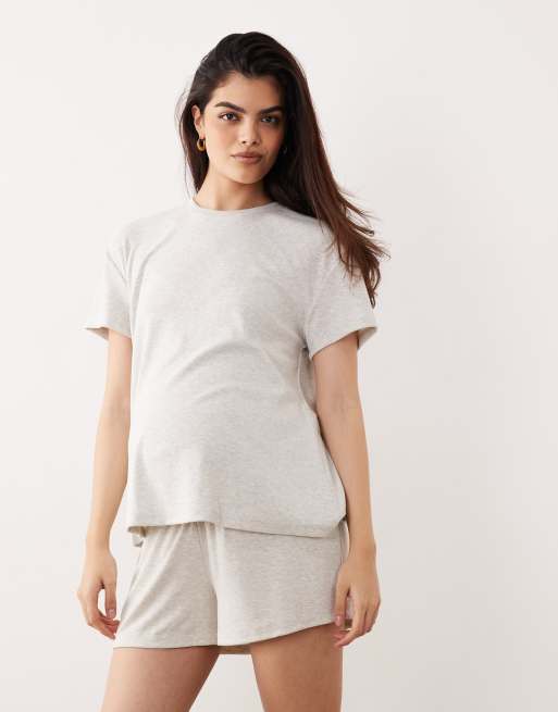 ASOS DESIGN Maternity - Mix og match - Havrefarvet ribstrikket pyjamas, 3 af 3