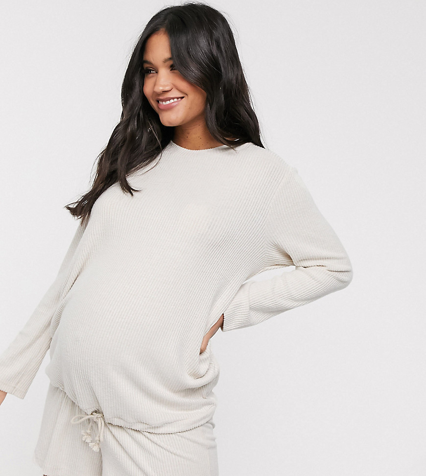 ASOS DESIGN Maternity – Mixa & matcha – Extra mjuk mysig sweatshirt-Beige