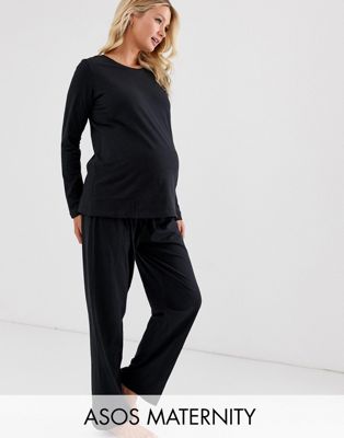 ASOS DESIGN Maternity – Mixa och matcha – Pyjamasbyxor i jersey-Svart