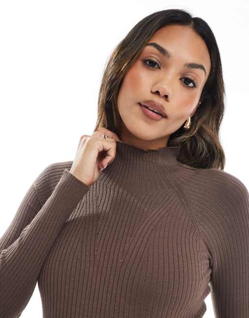 ASOS DESIGN Maternity - Mokkabrun maxikjole med ribstrikkede detaljer i fint strik, 3 af 4