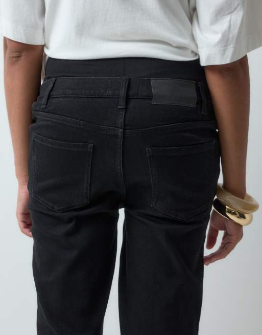 ASOS DESIGN Maternity mom jeans i smal passform i svart, 4 av 5