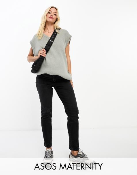 ASOS DESIGN Maternity - Mom jeans slim confortevoli nero slavato - view 1
