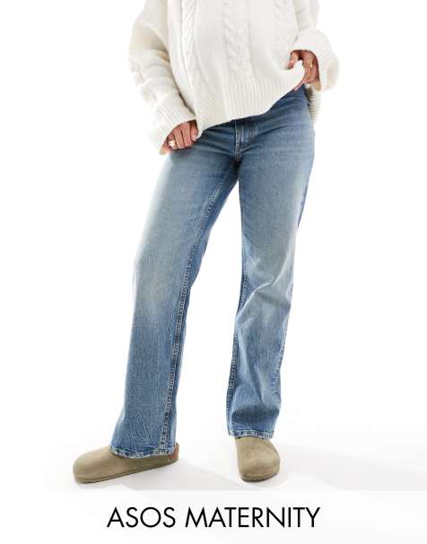 ASOS DESIGN Maternity – Niebieskie elastyczne jeansy z prostymi nogawkami - view 1