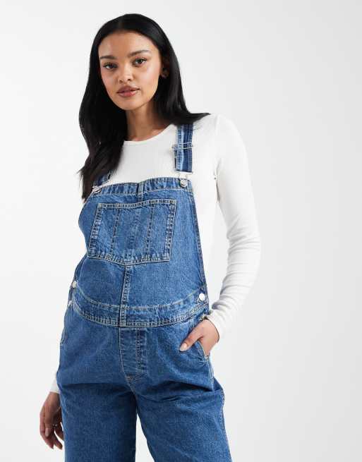ASOS DESIGN Maternity – Niebieskie jeansowe ogrodniczki, 2 z 4