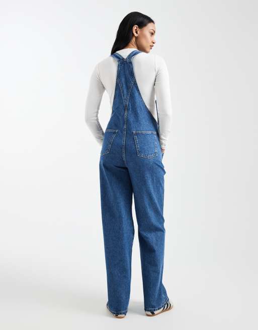 ASOS DESIGN Maternity – Niebieskie jeansowe ogrodniczki, 3 z 4