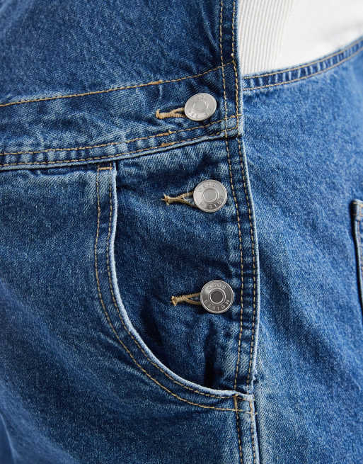 ASOS DESIGN Maternity – Niebieskie jeansowe ogrodniczki, 4 z 4