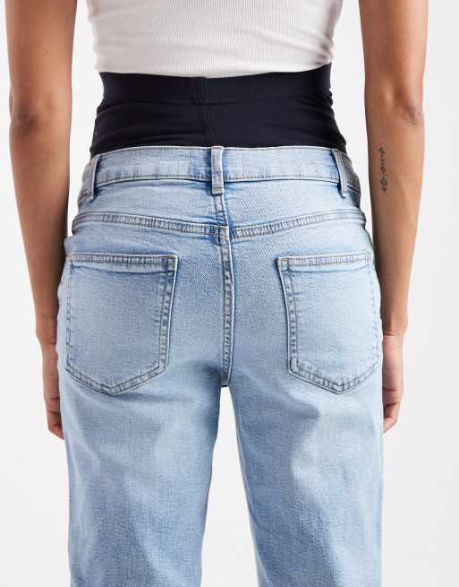 ASOS DESIGN Maternity – Niebieskie wygodne mom jeans o dopasowanym kroju, 4 z 5