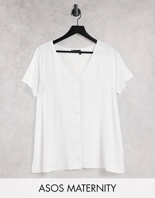 ASOS DESIGN Maternity nursing button down blouse in white
