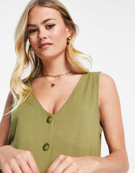 ASOS DESIGN Maternity nursing button down vest in dark khaki